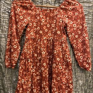 Btween orange rust color floral patterend dress size 8